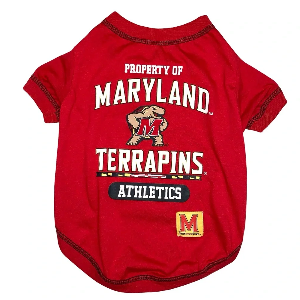 Pets First Maryland Terrapins NCAA Dog Shirt Medium Football Basketball Pet